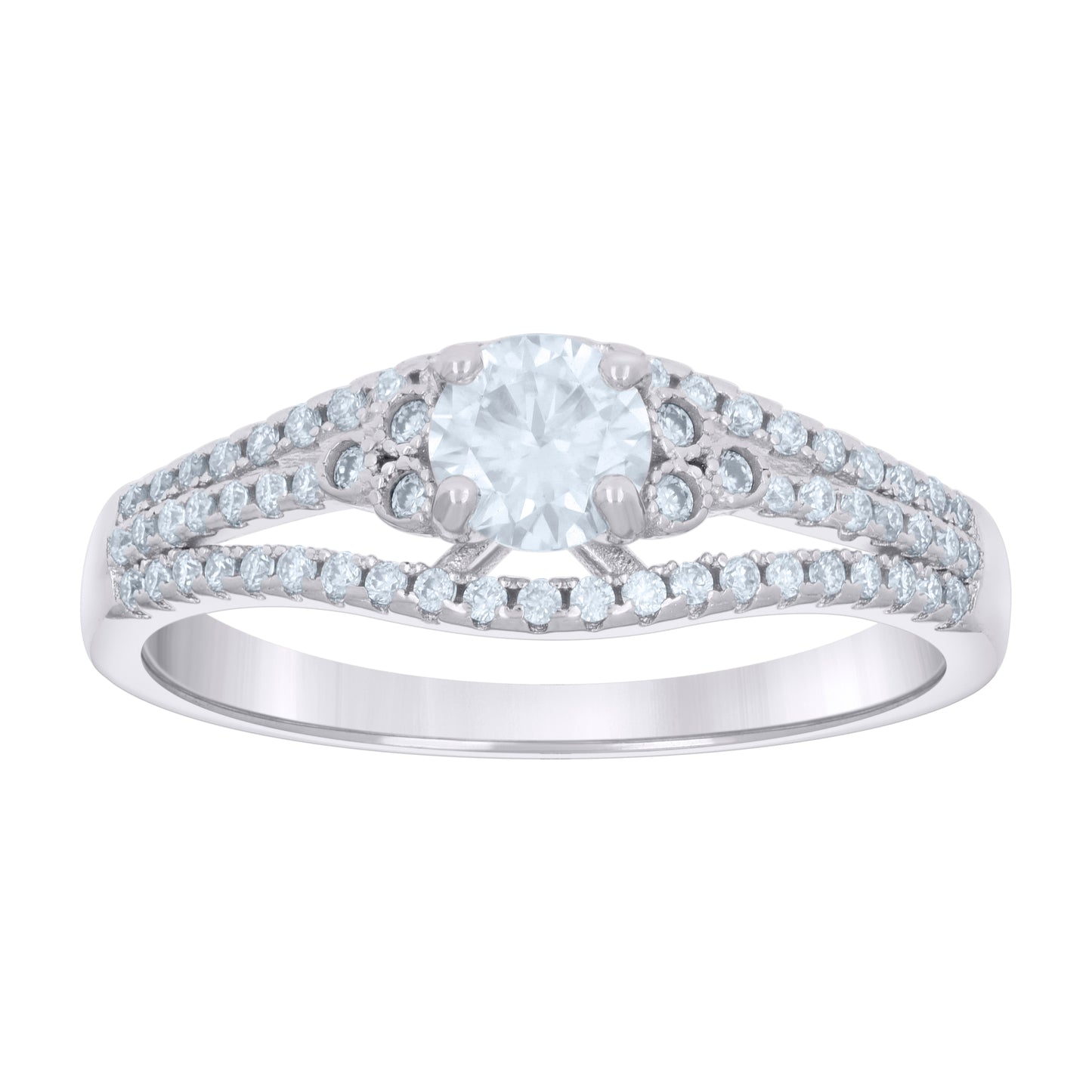 Sterling Silver Women's 1.00ct Moissanite Fashion Bridal Anniversary Engagement Wedding Ring