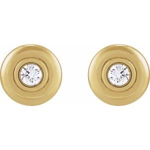 14K Yellow Gold Round 4.1Mm I1, G-H 1/2 Ctw Natural Diamond Puffed Bezel-Set Friction Back Stud Earrings