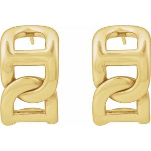 14K Yellow Gold 22 X 15.3 Mm Pair Friction Backs Included Polished Electroform Anchor Chain Hoop Earrings