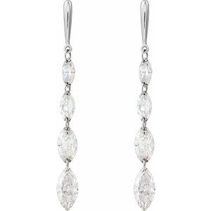 14K White Gold Marquise 6.8 X 3.5 Mm 1 1/2 Ctw Lab-Grown Diamond Drilled Diamond Earrings