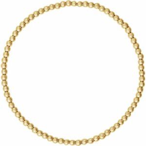 14K Yellow Gold Filled 2.5 Mm 6.5 In Polished Beaded Elastic Bracelet