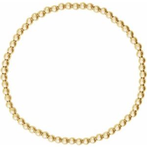 14K Yellow Gold Filled 3 Mm 6.5 In Polished Beaded Elastic Bracelet
