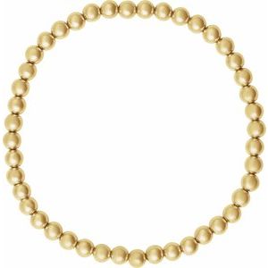 14K Yellow Gold Filled 4 Mm 6.5 In Polished Beaded Elastic Bracelet