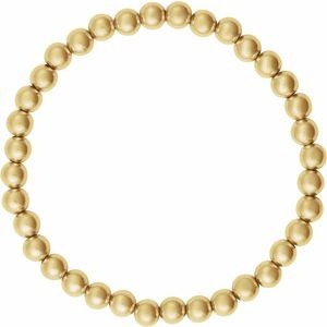 14K Yellow Gold Filled 5 Mm 6.5 In Polished Beaded Elastic Bracelet
