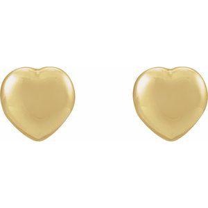 14K Yellow Gold 6 X 6 Mm Pair Friction Back Polished Heart Earrings