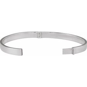 Sterling Silver 6 Mm 7 In Polished Flat Tube Hinged Bangle