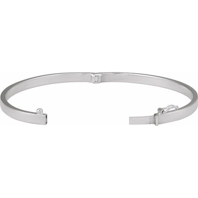 Sterling Silver 4 Mm 7 In Polished Flat Tube Hinged Bangle