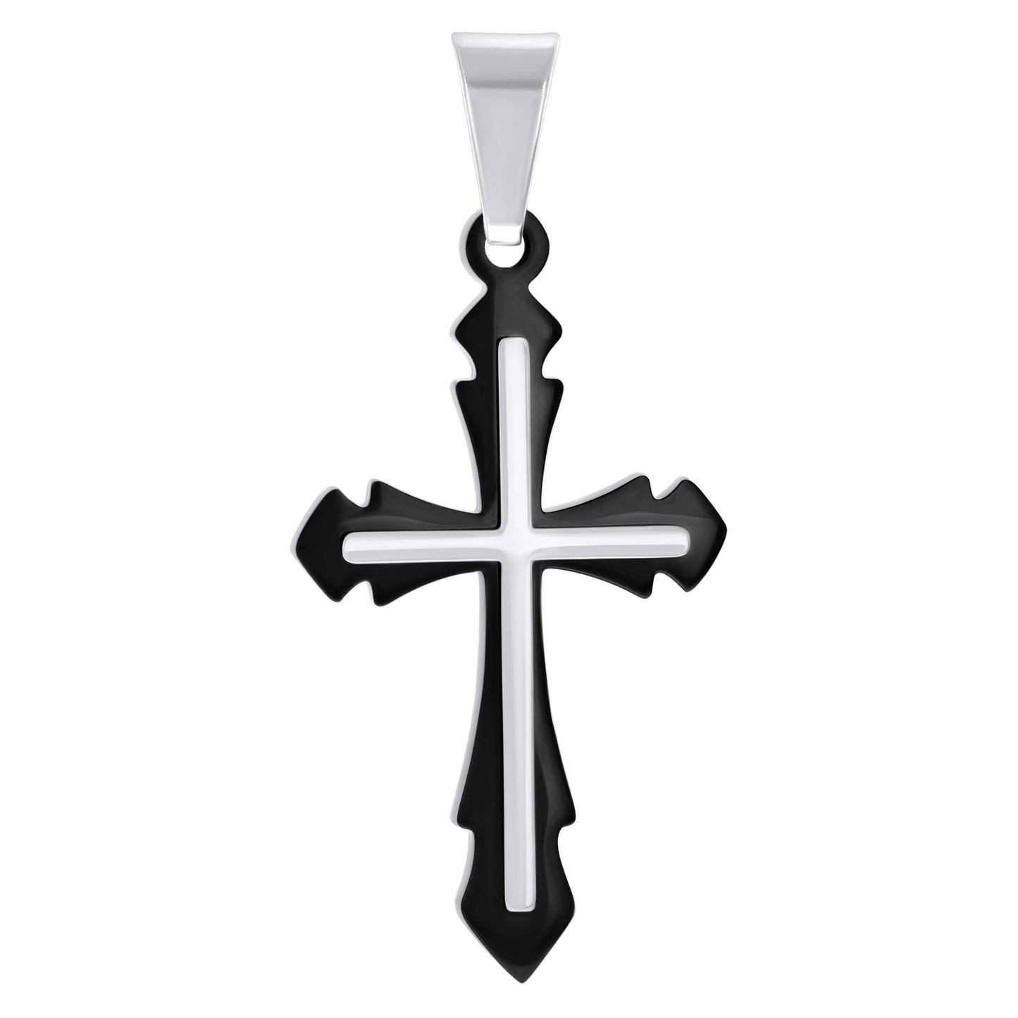 Stainless Steel Black-tone Or Yellow Tone Mens Cross Religious Charm Pendant
