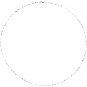 14K Yellow Or White Or Rose Gold Or Sterling Silver 1.9 Mm Lobster Clasp Flat Heart Chain