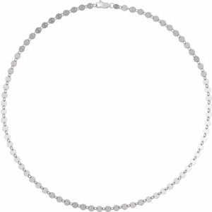 Sterling Silver Lobster Clasp Round Mirror Chain, Length: 16 In, Width: 4 Mm