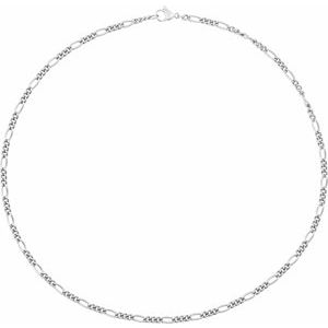 Titanium Lobster Clasp Curbed Figaro Chain, Length: 24 In, Width: 3.6 Mm