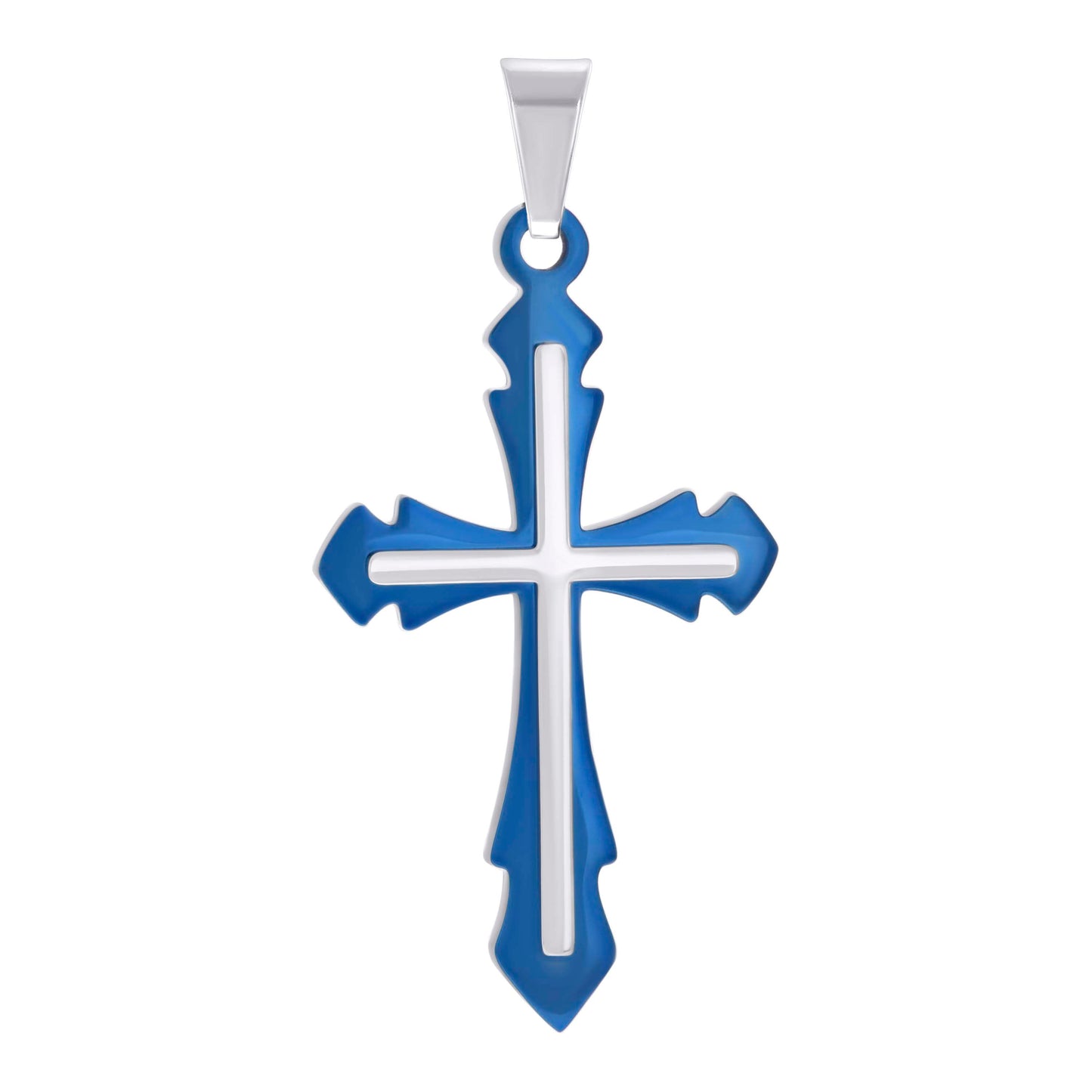 Stainless Steel Mens Cross Religious Charm Pendant
