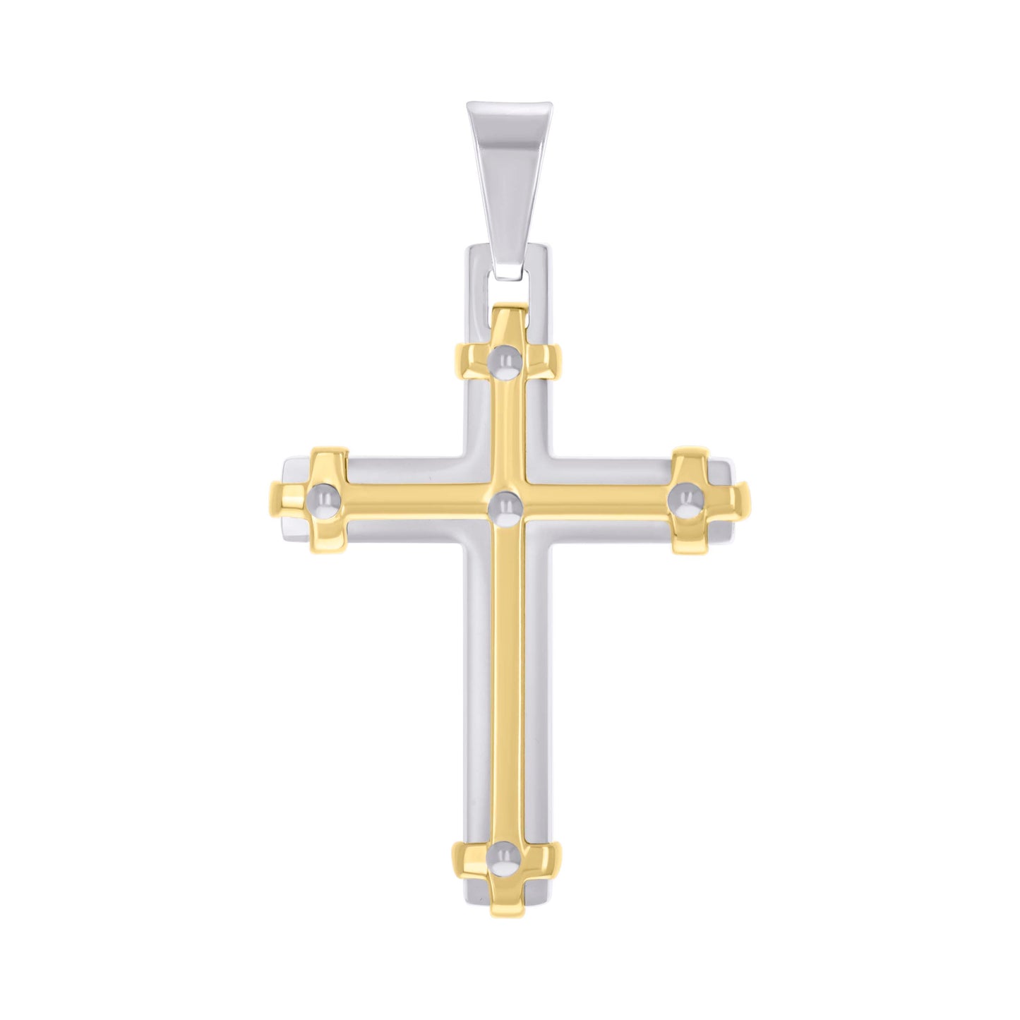 Stainless Steel Black-tone Or Yellow Tone Mens Cross Religious Charm Pendant