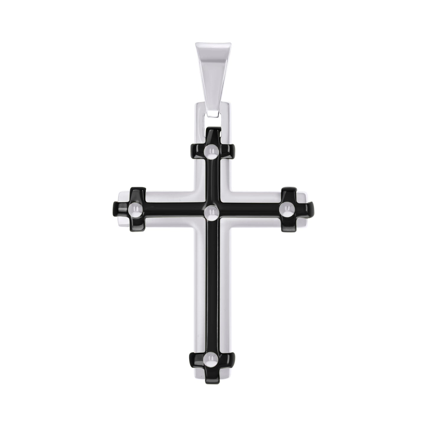 Stainless Steel Black-tone Or Yellow Tone Mens Cross Religious Charm Pendant