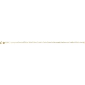 14K Yellow Gold White 6-7 In 2 Mm Enamel Bead Adjustable Chain