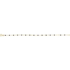14K Yellow Gold Black 6-7 In 2 Mm Enamel Bead Adjustable Chain