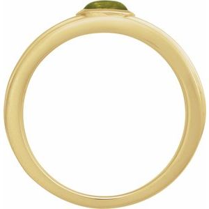 14K Yellow Gold Oval 5 X 3 Mm Polished Natural Peridot Cabachon Solitaire Ring Size 7