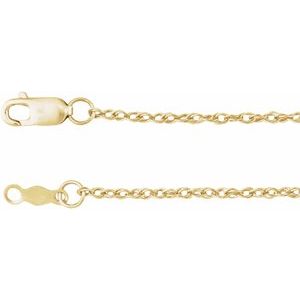 10K Yellow Or White Or Rose Gold 1.25 mm Rope Chain