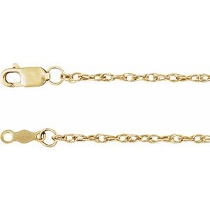 10K Yellow Or White Or Rose Gold 1.5 mm Rope Chain