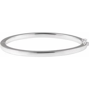 Sterling Silver 4 Mm 7 In Polished Square Tube Hinged Bangle Bracelet