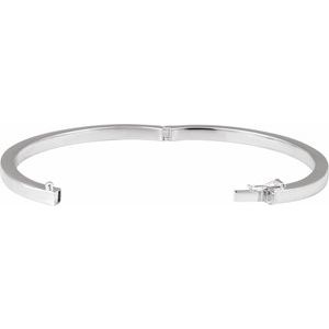 Sterling Silver 4 Mm 7 In Polished Square Tube Hinged Bangle Bracelet