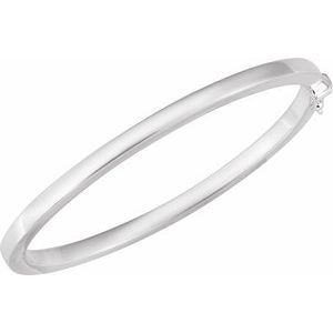 Sterling Silver 4 Mm 7 In Polished Square Tube Hinged Bangle Bracelet