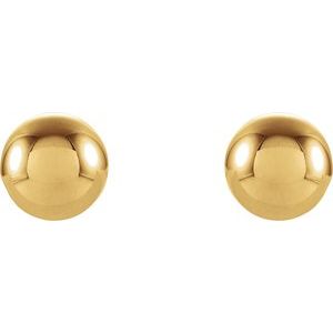 14K Yellow Gold 3 Mm Pair Threaded Backs Polished Ball Stud Earrings