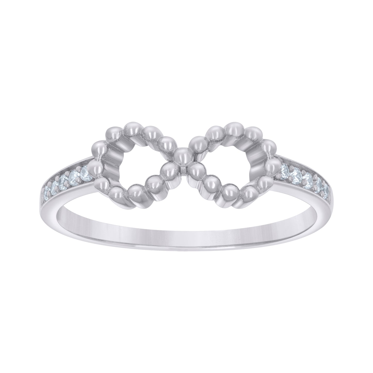 Sterling Silver Womens Cubic-Zirconia Love Infinity Bridal Anniversary Wedding Engagement Band Ring