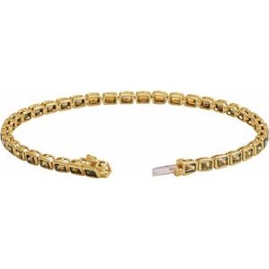 14K Yellow Gold Natural Citrine Emerald 3.5 X 2.4 Mm None 7 In Polished Natural Citrine Line Bracelet