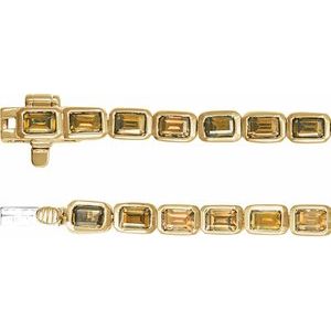 14K Yellow Gold Natural Citrine Emerald 3.5 X 2.4 Mm None 7 In Polished Natural Citrine Line Bracelet