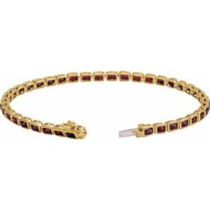 14K Yellow Gold Natural Mozambique Garnet Emerald 3.5 X 2.4 Mm None 7 In Polished Natural Mozambique Garnet Line Bracelet