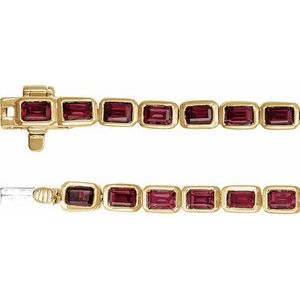 14K Yellow Gold Natural Mozambique Garnet Emerald 3.5 X 2.4 Mm None 7 In Polished Natural Mozambique Garnet Line Bracelet