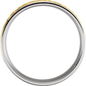 14K White/Yellow Gold Comfort-Fit Pattern Inlay Band Size 9
