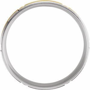 14K White/Yellow/White Gold Lightweight Comfort-Fit Grooved Band Size 10