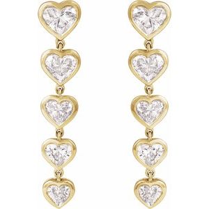 14K Yellow Gold Heart 4.5 X 5.3 Mm 2 3/4 Ctw Lab-Grown Diamond Dangle Earrings
