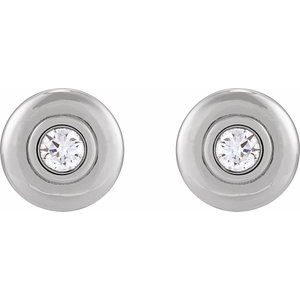 14K White Gold Round 4.1Mm Si1-Si2, G-H 1/2 Ctw Lab-Grown Diamond Puffed Bezel-Set Friction Back Stud Earrings