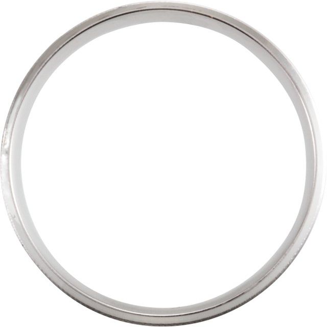 14K White Gold 6 Mm Polished Beveled Edge Comfort-Fit Milgrain Band With Satin Finish, Size 9