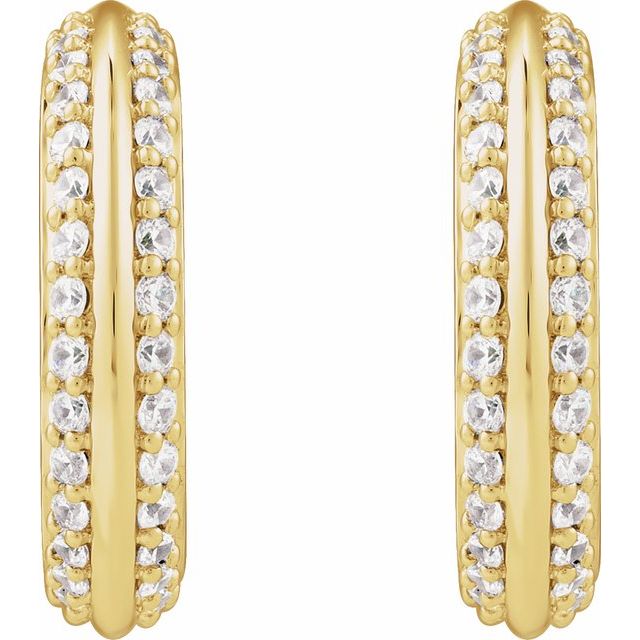14K Yellow Gold Round 1.2 Mm Pair Friction Back Polished Knige Edge Hoop Earrings