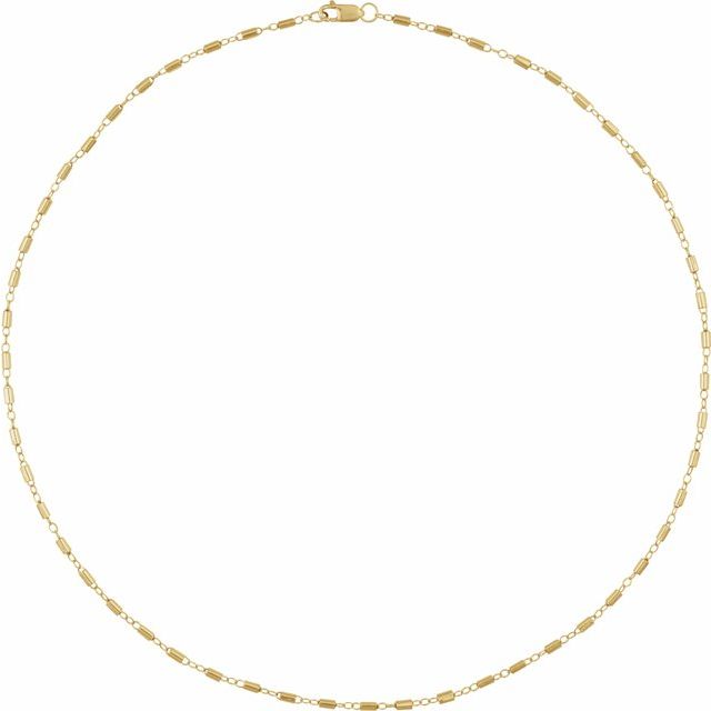 14K Yellow Gold Cable 1.7 Mm 16 In Lobster Clasp Polished Satellite Bar Cable Chain