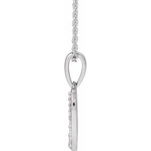 14K White Gold Initial O Round G-H I1 1/10 Ctw Natural Diamond Initial Necklace, Length: 18 In
