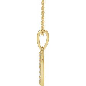 14K Yellow Gold Initial O Round G-H I1 1/10 Ctw Natural Diamond Initial Necklace, Length: 18 In