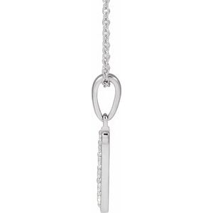 14K White Gold Initial N Round G-H I1 1/10 Ctw Natural Diamond Initial Necklace, Length: 18 In
