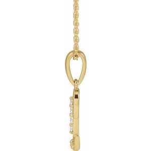 14K Yellow Gold Initial L Round G-H I1 1/10 Ctw Natural Diamond Initial Necklace, Length: 18 In
