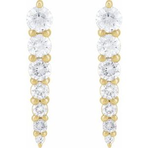 14K Yellow Gold 7-Stone 2.75Mm I1, G-H Pair Polished 1/3 Ctw Natural Diamond Graduated Drop Earrings