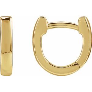 14K Yellow Gold Pair Hinged Hoop Earrings, Length: 10 Mm, Thickness: 2 Mm