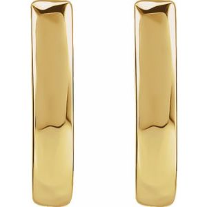 14K Yellow Gold Pair Hinged Hoop Earrings, Length: 10 Mm, Thickness: 2 Mm