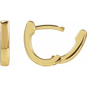 14K Yellow Gold Pair Hinged Hoop Earrings, Length: 10 Mm, Thickness: 2 Mm