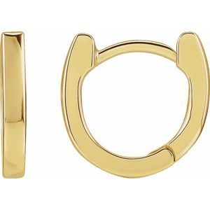 14K Yellow Gold Pair Hinged Hoop Earrings, Length: 12.5 Mm, Thickness: 2 Mm