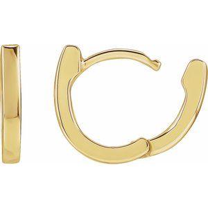 14K Yellow Gold Pair Hinged Hoop Earrings, Length: 12.5 Mm, Thickness: 2 Mm