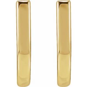 14K Yellow Gold Pair Hinged Hoop Earrings, Length: 14.5 Mm, Thickness: 2 Mm
